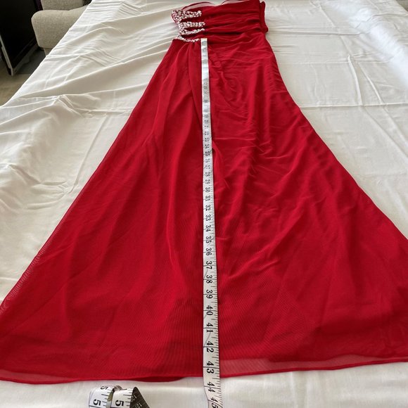XSCAPE red strapless maxi dress for special occasion. Size 0 - Picture 6 of 6